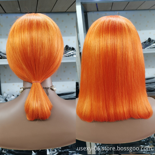 Natural Straight Color Lace Frontal Closure Wig Wholesale Virgin Brazilian Human Lace Wig Orange 613 Blonde Human Hair Wigs